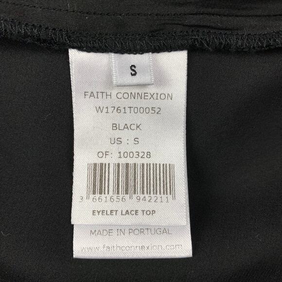 FAITH CONNEXION Size S Black Silk Raw Edge Dress Top - Picture 4 of 6